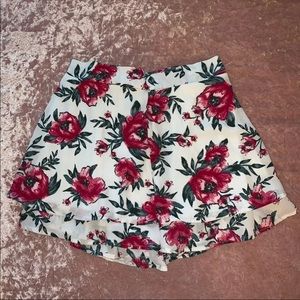 White Floral Romper Shorts